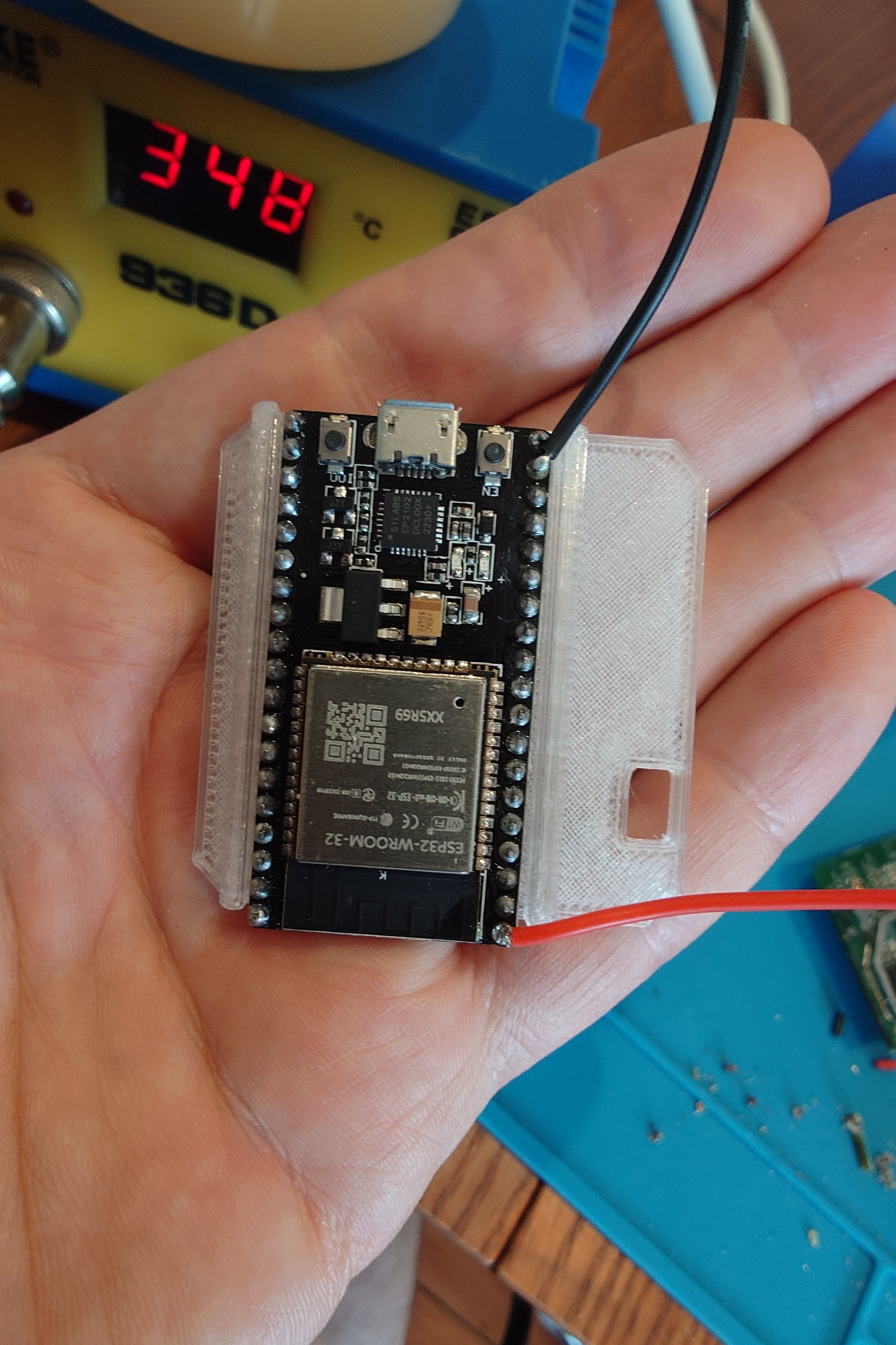 the esp on a 3d printed base 