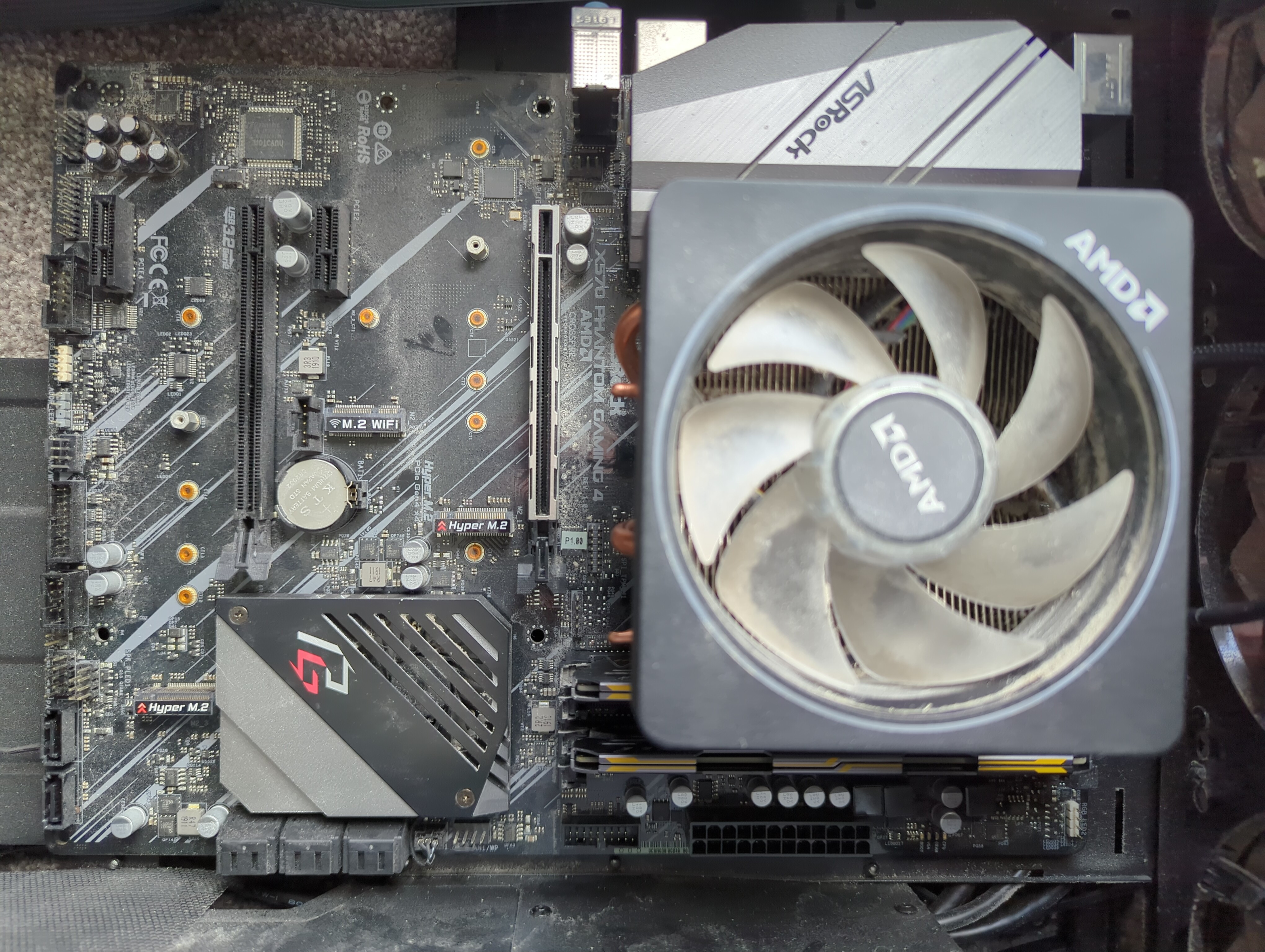 top down photo of motherboard