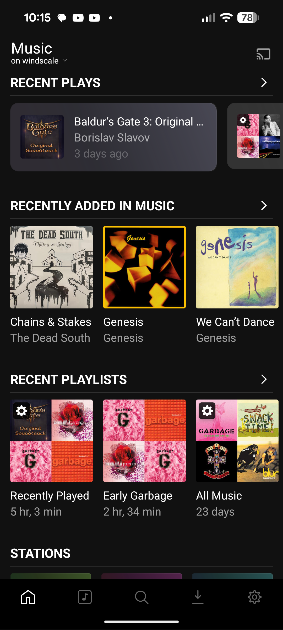 A screenshot showing the PlexAmp main screen