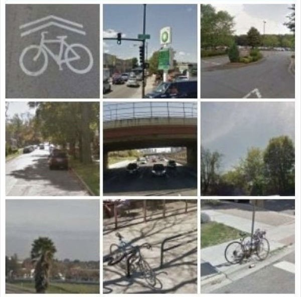 a captcha image asking for users to click on the bicycles